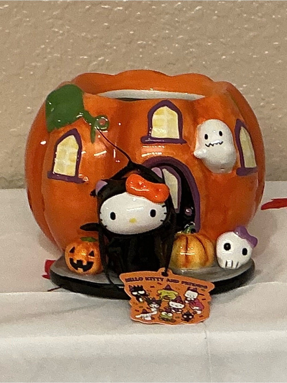 Hello Kitty Blue Sky Orange Halloween Pumpkin Open Candy Bowl